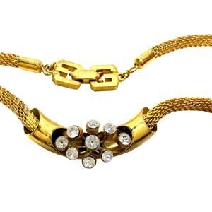 Vintage Givenchy Mesh / Herringbone / Snake Necklace w Floating Rhinestones